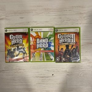 Xbox 360 Guitar Hero World Tour, Guitar Hero 3, & Band Hero